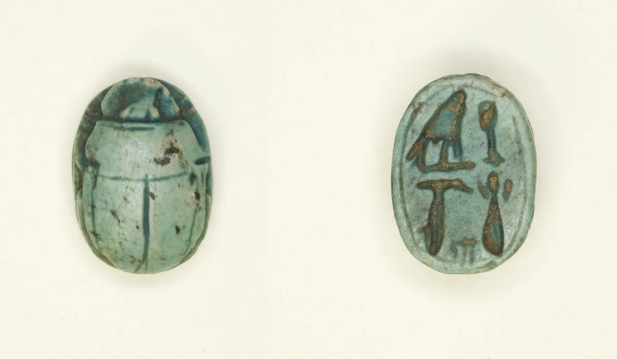 Scarab: Falcon and Hieroglyphs by Egyptian, other, -1550--525