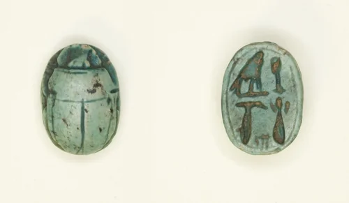 Scarab: Falcon and Hieroglyphs by Egyptian, other, -1550--525
