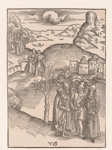 Hogepriesters en Farizeeën beraadslagen by anonymous, print, 1506