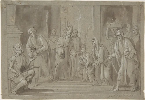 The Presentation of the Virgin in the Temple by Belisario Corenzio, drawing, 1590-1646