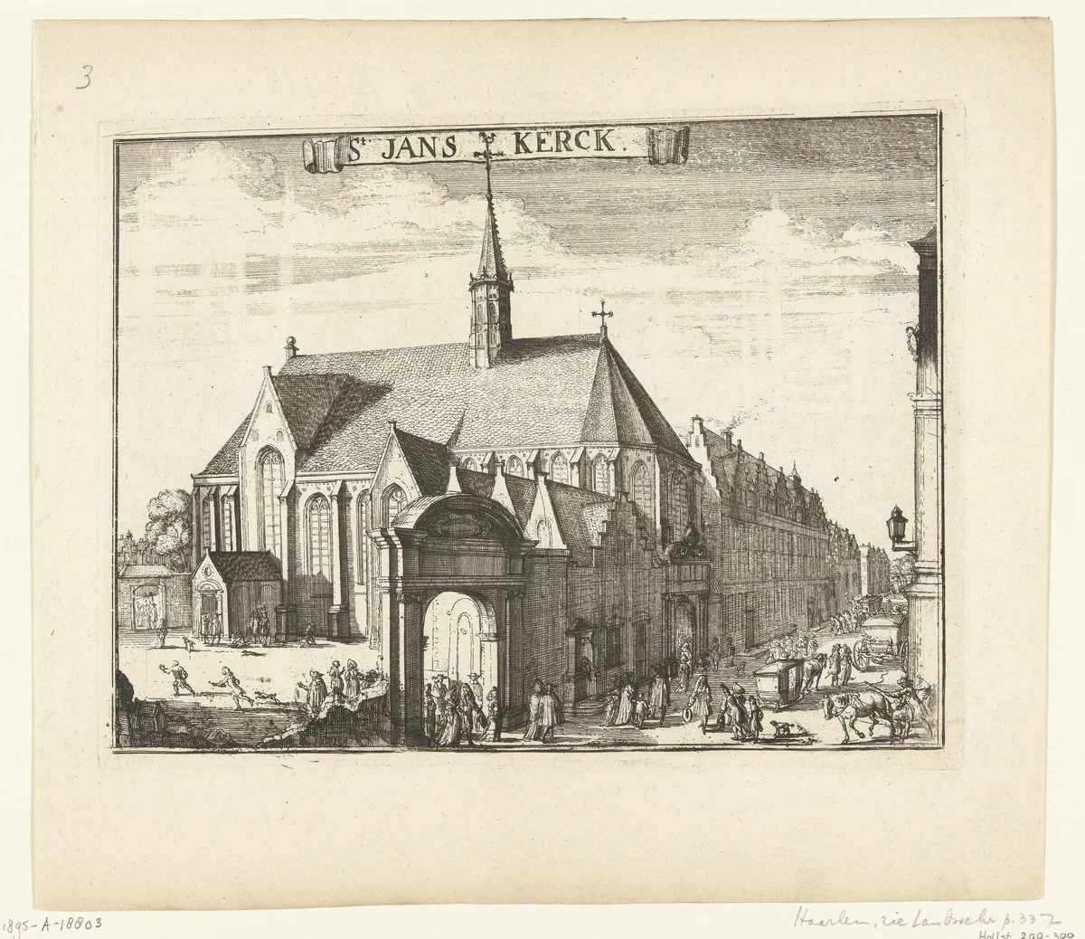 Gezicht op de Janskerk te Haarlem by Romeyn de Hooghe, print, 1688-1689