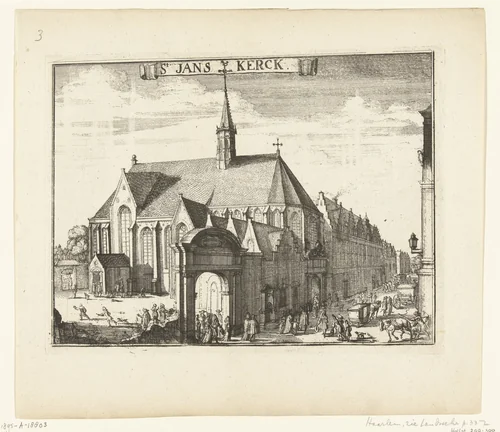 Gezicht op de Janskerk te Haarlem by Romeyn de Hooghe, print, 1688-1689
