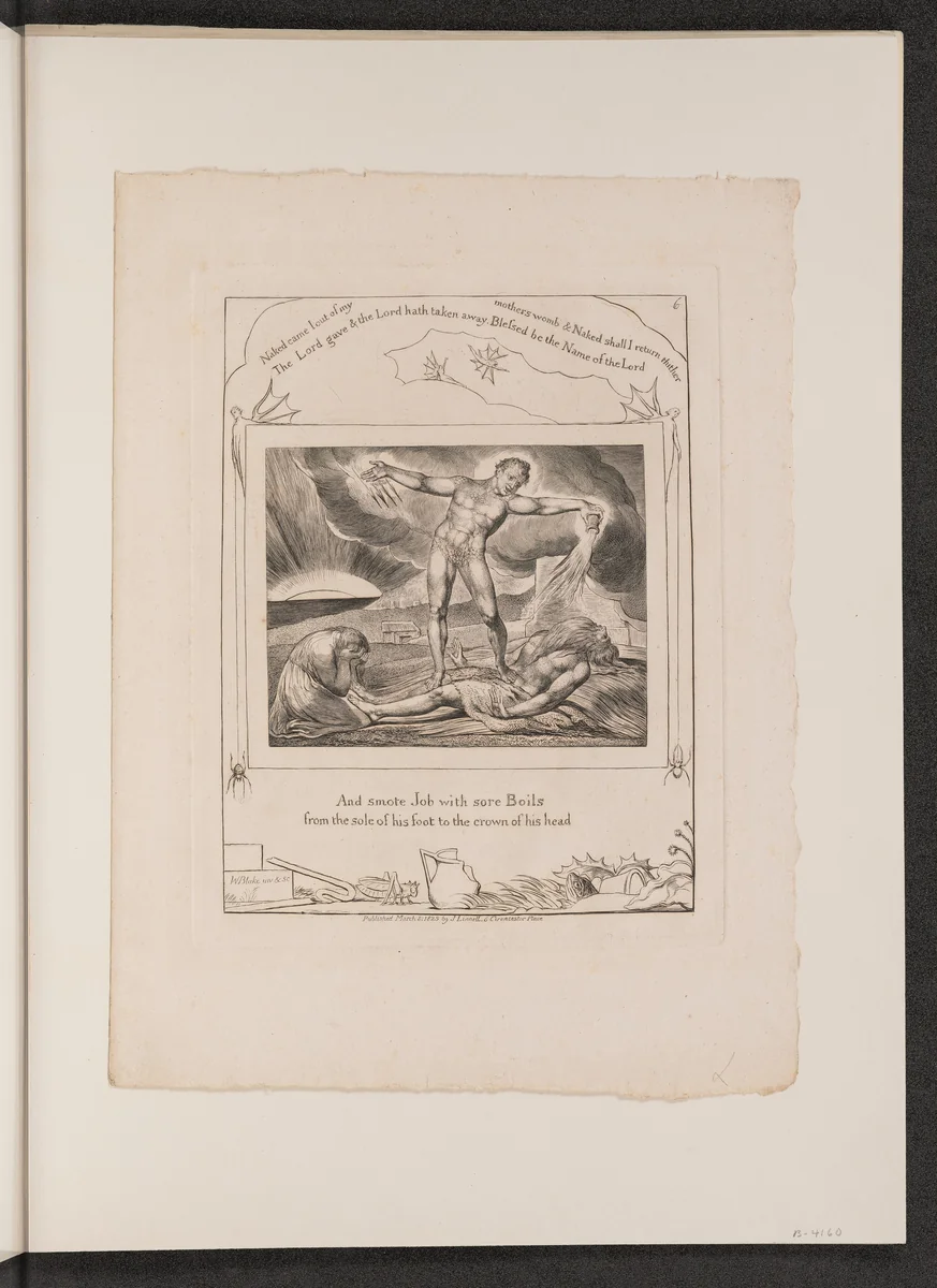 Satan Smiting Job with Boils by William Blake, portfolio, 1825
