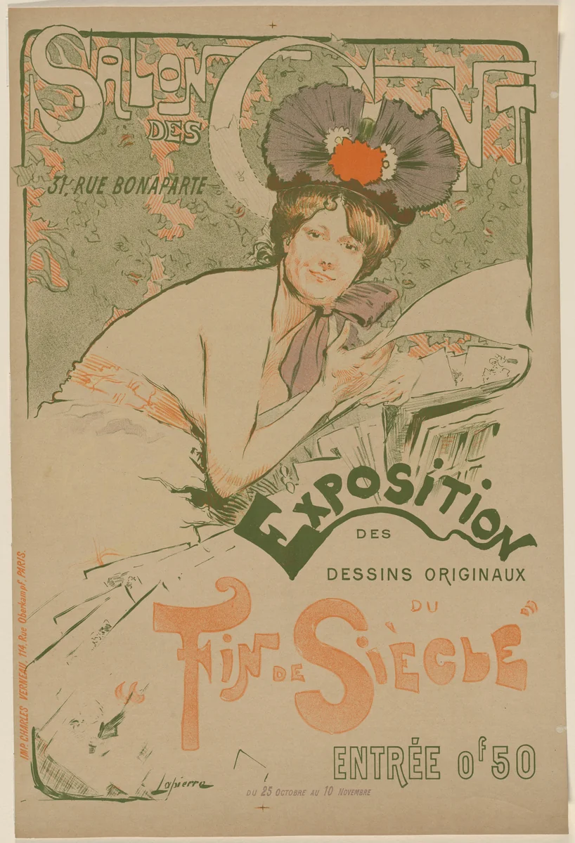 Salon des Cents, Exposition des dessins originaux du Fin de Siècle by Charles Lapierre, design, 1890