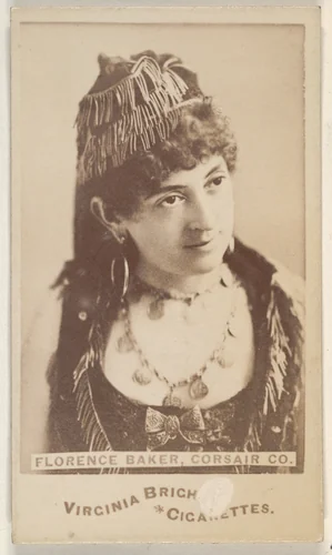 Florence Baker, Corsair Co., from the Actors and Actresses series (N45, Type 6) for Virginia Brights Cigarettes by Allen & Ginter, photograph, 1885-1891