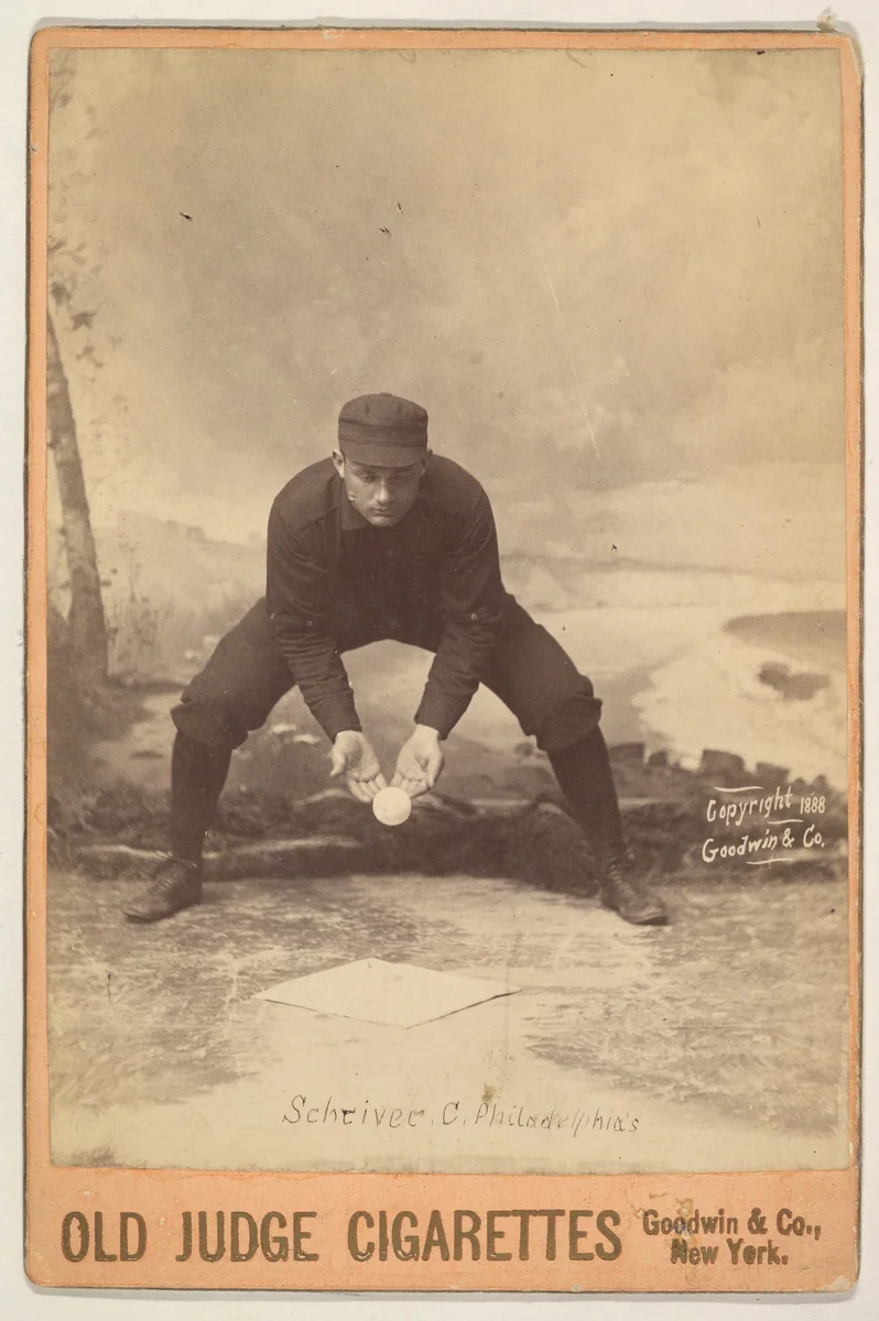 Schriver, Catcher, Philadelphia, from the series Old Judge Cigarettes by Goodwin & Company, photograph, 1888