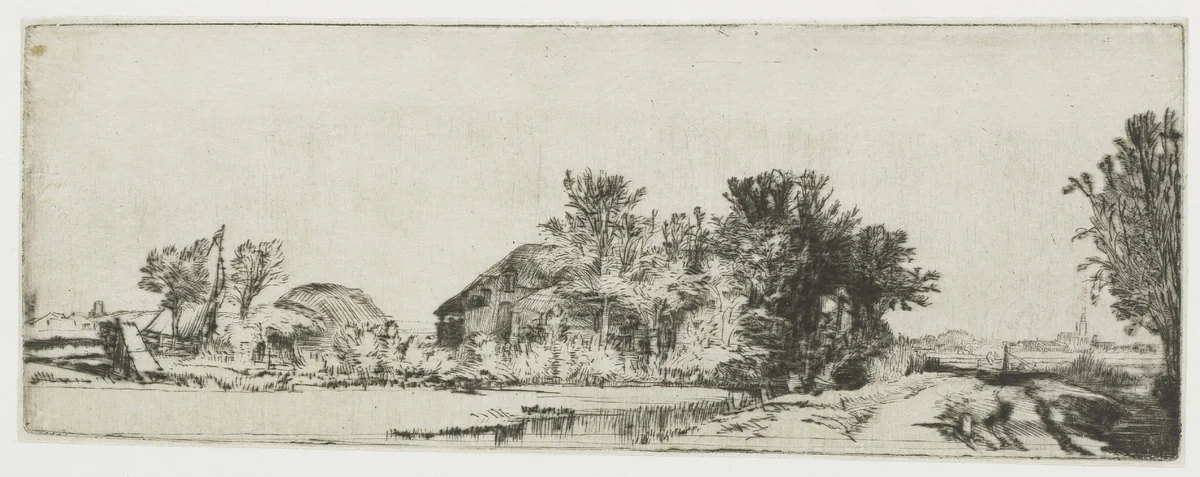 Gezicht op de herberg Huis Te Vraag aan de Sloterweg by Rembrandt van Rijn, print, 1652
