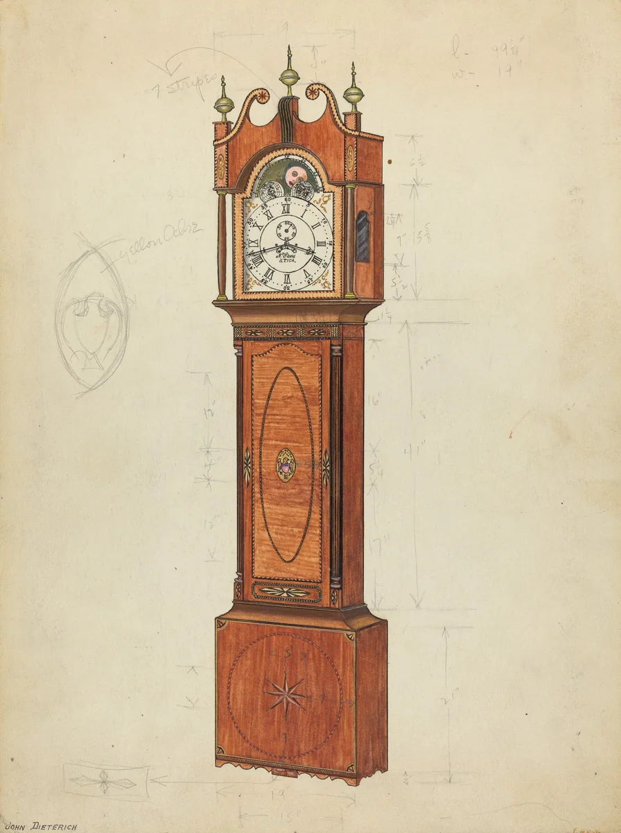 Tall Clock by John Dieterich, index of american design, 1930-1940