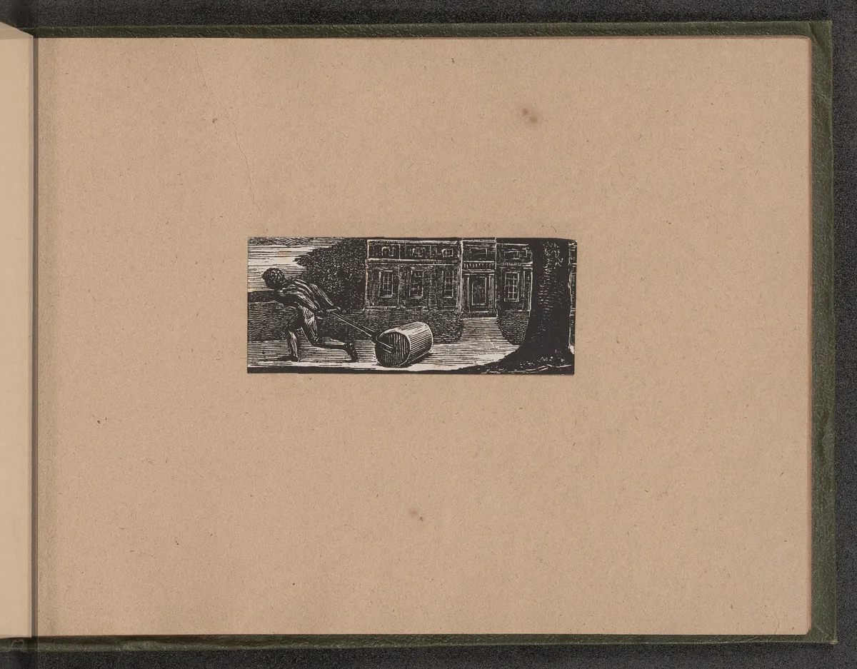 'A rolling stone is ever bare of moss' by William Blake, print, 1821