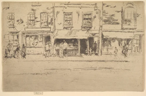 The Fish Shop, Busy Chelsea (Fish Shop, Chelsea) by James McNeill Whistler, print, 1886-1887