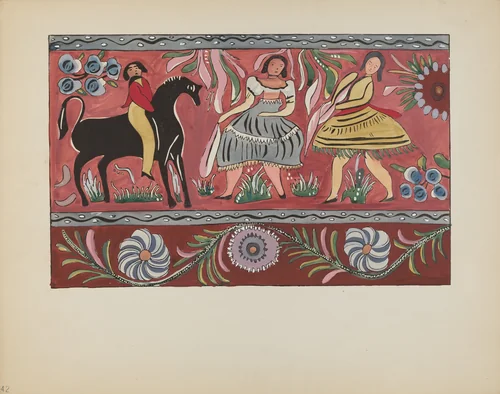 Plate 42: Painted Chest Design: From Portfolio "Spanish Colonial Designs of New Mexico" by American 20th Century, index of american design, 1935-1942