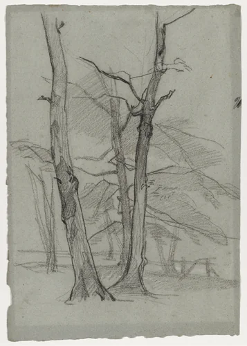 Landscape Study with Trees by Thomas Couture, drawing, 1870-1875
