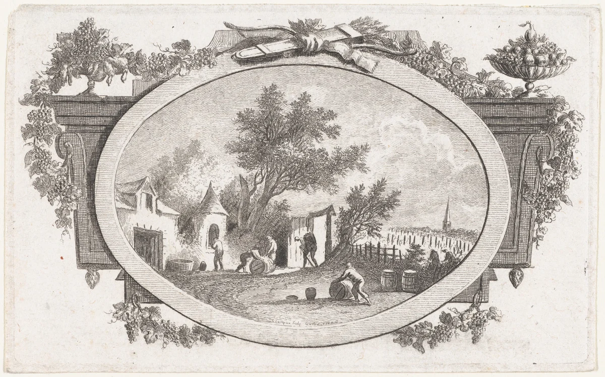 Autumn (Wine Harvest) by Charles Michel Campion, print, 1768