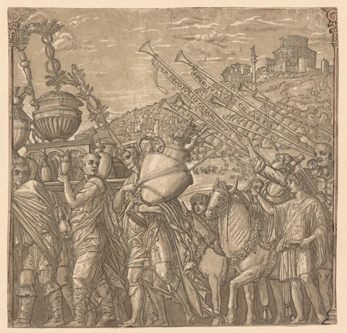 The Triumph of Julius Caesar: Soldiers Carrying Vases by Andrea Andreani, print, 1593-1599