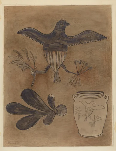 Stoneware Crock by Yolande Delasser, index of american design, 1935-1942