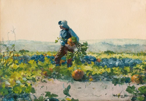 For to Be a Farmer's Boy by Winslow Homer, painting, 1887