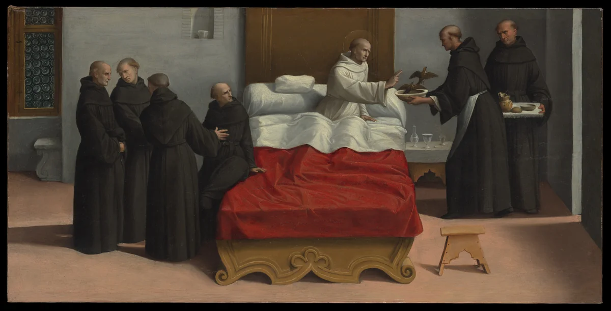 Saint Nicholas of Tolentino Reviving the Birds by Benvenuto Tisi, painting, 1525-1535
