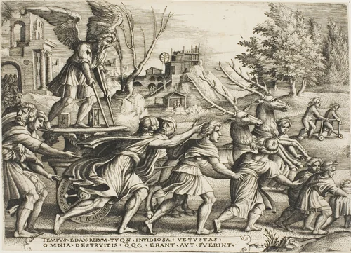 The Triumph of Time, plate four from The Triumphs of Petrarch by Georg Pencz, print, 1534-1544