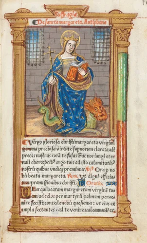 Printed Book of Hours (Use of Rome): fol. 110r, St. Margaret by Guillaume Le Rouge, book, 1510