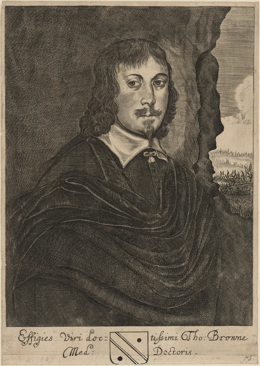 Tho. Browne, Med. Doctoris (Sir Thomas Browne, M.D.) by Thomas Cross, print, 1602-1704