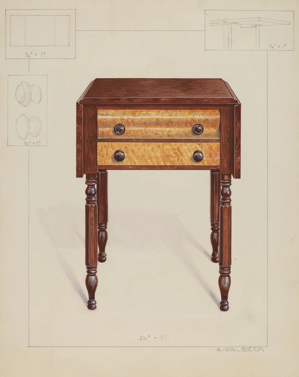 Dropleaf Table by Alfred Walbeck, index of american design, 1936
