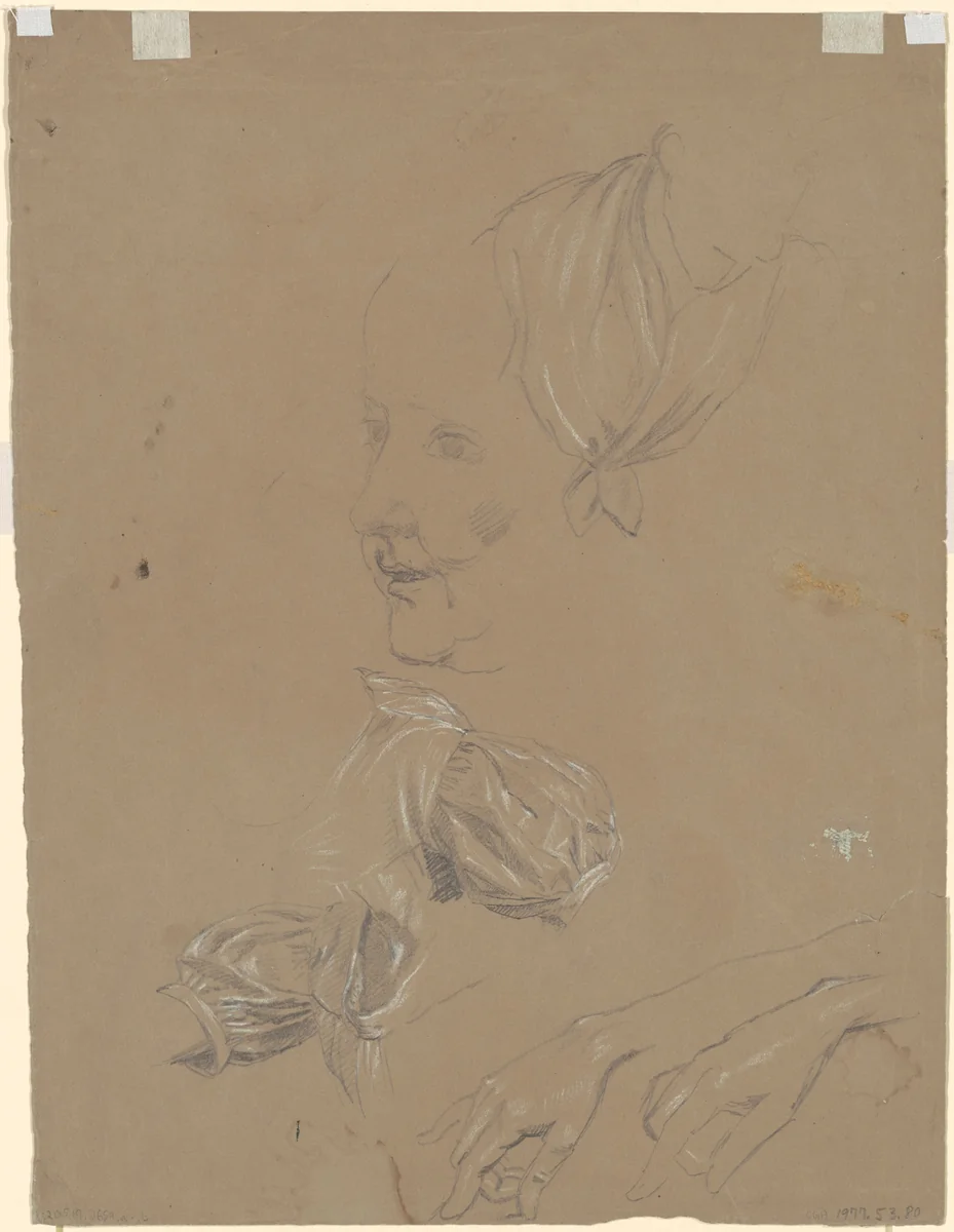 Studies of a Woman and Her Dress [verso] by Enoch Wood Perry, Jr., drawing, 1850-1870