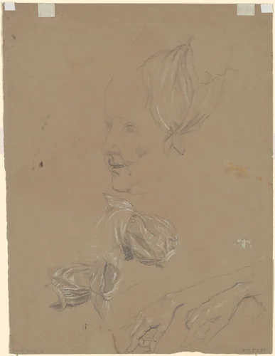 Studies of a Woman and Her Dress [verso] by Enoch Wood Perry, Jr., drawing, 1850-1870