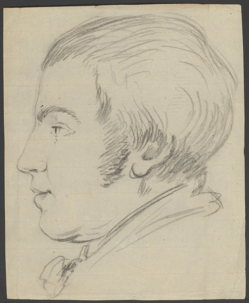 Zijaanzicht van het gezicht van een jonge man by Jean Bernard, drawing, 1775-1833
