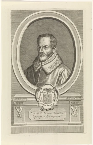 Portret van Laevinus Torrentius by Jan Baptist Jongelinx, print, 1710-1725