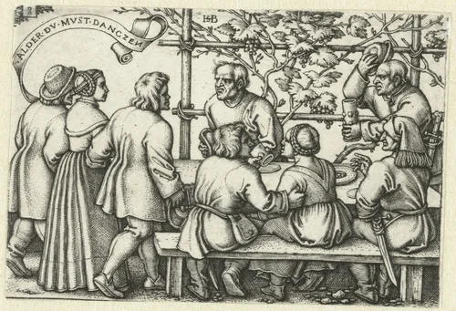 Boeren aan een feestmaal by Unknown, print, 1546-1547