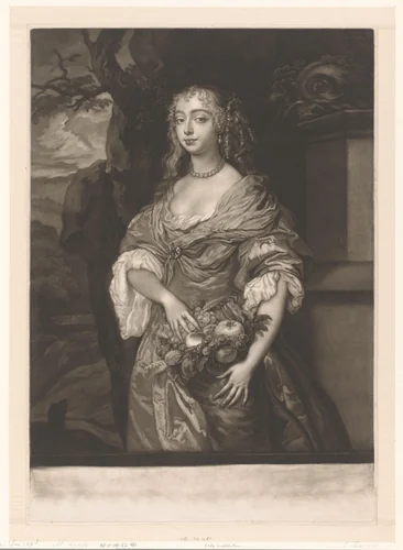 Portret van Jane Myddelton by James McArdell, print, 1745-1765