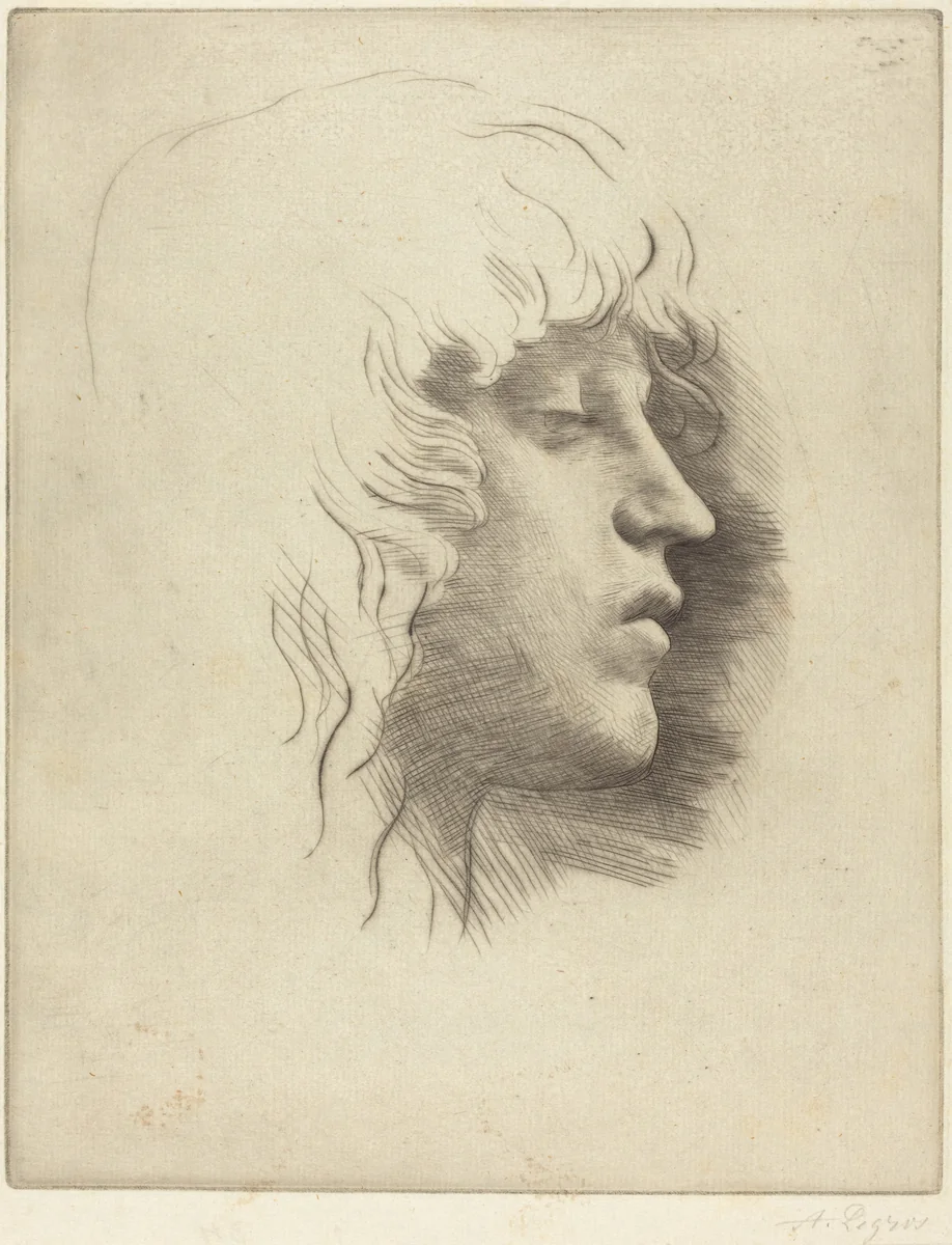 Head of a Young Girl (Tete de jeune fille) by Alphonse Legros, print, 1837-1911