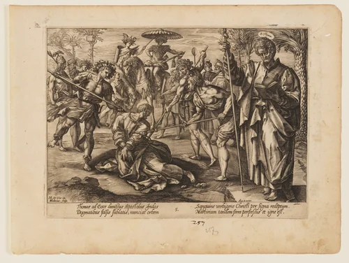 The Martyrdom of St Thomas, from The Martyrdom of Christ and the Apostles by Hendrick Goltzius, print, 1573-1583