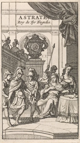 Titelpagina voor "Astrate, Roy de Tyr", in: P. Quinault, Le theatre, deel II, 1697 by Caspar Luyken, print, 1697