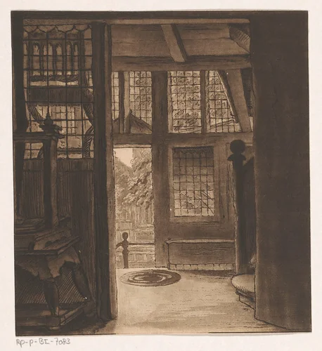 Interieur van het huis van Rembrandt by Friedrich Christoph Dietrich, print, 1817-1821