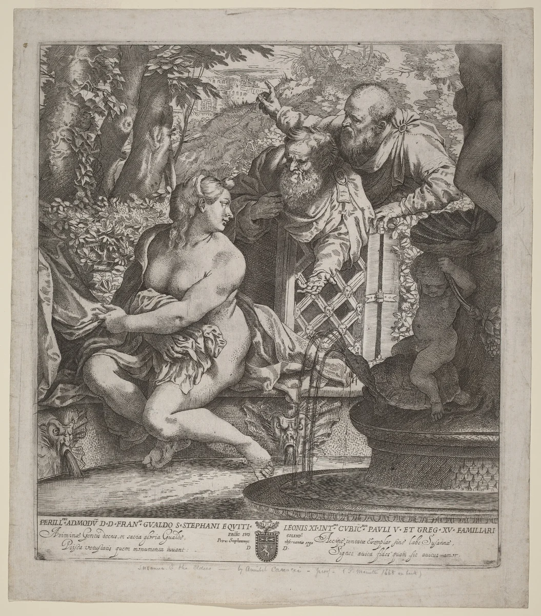 Susanna and the Elders by Annibale Carracci, print, 1590-1595