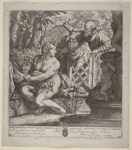 Susanna and the Elders by Annibale Carracci, print, 1590-1595