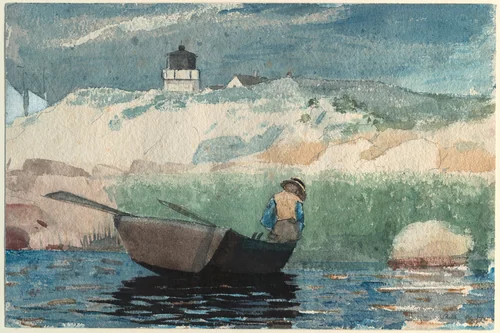 Boy in Boat, Gloucester by Winslow Homer, painting, 1880-1881