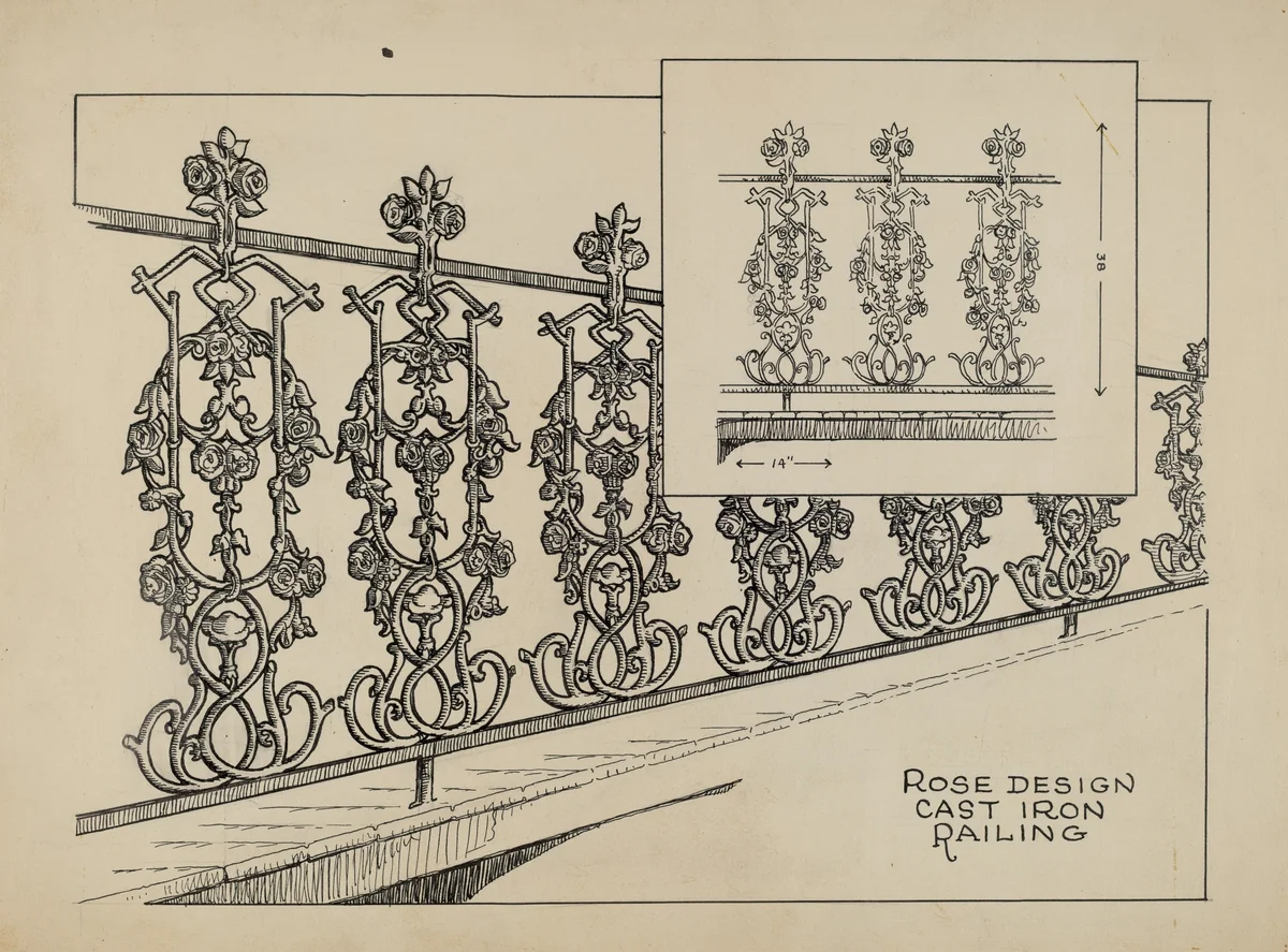 Cast Iron Balcony by Thomas Byrne, index of american design, 1936