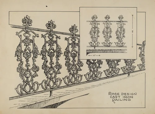 Cast Iron Balcony by Thomas Byrne, index of american design, 1936