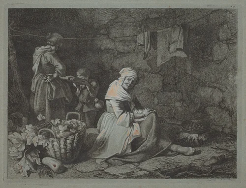 Interior of a House by Francesco Londonio, print, 1723-1783