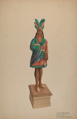 Cigar Store Indian by Rolland Ayres, index of american design, 1938