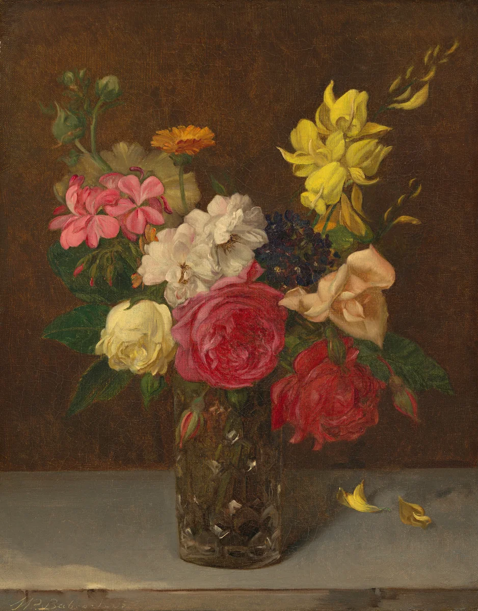 Flowers in a Cut Glass Vase by William Perkins Babcock, painting, 1850-1859
