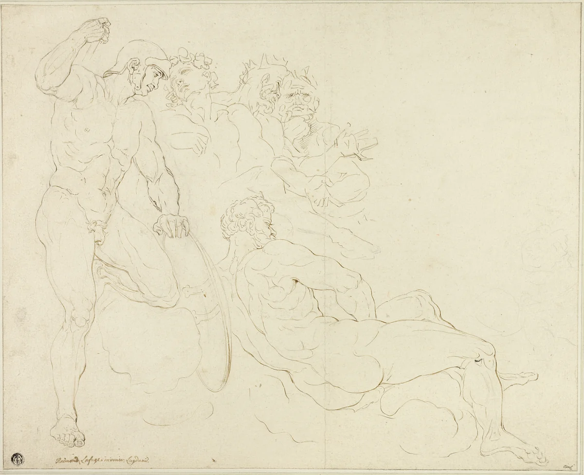 Sketches of Six Classical Figures by Raymond de Lafage, drawing, 1676-1690
