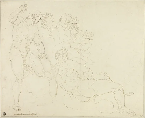 Sketches of Six Classical Figures by Raymond de Lafage, drawing, 1676-1690