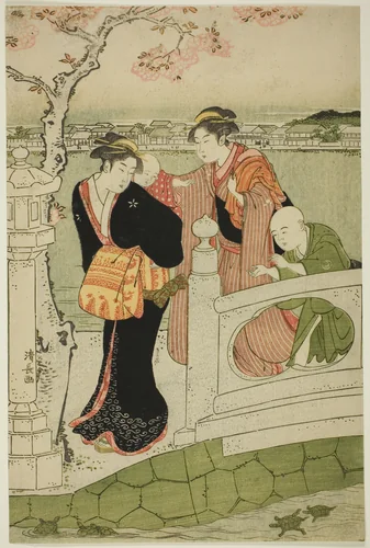 Women and Children on the Causeway at Shinobazu Pond by Torii Kiyonaga (鳥居清長), print, 1783-1793