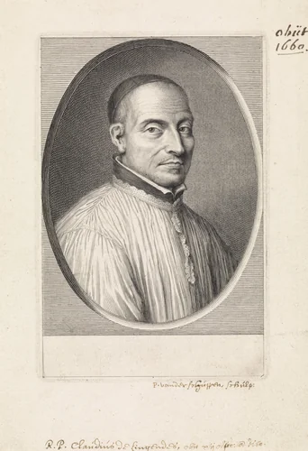 Portret van de jezuïet Claudius de Lingendes by Pieter van Schuppen, print, 1665