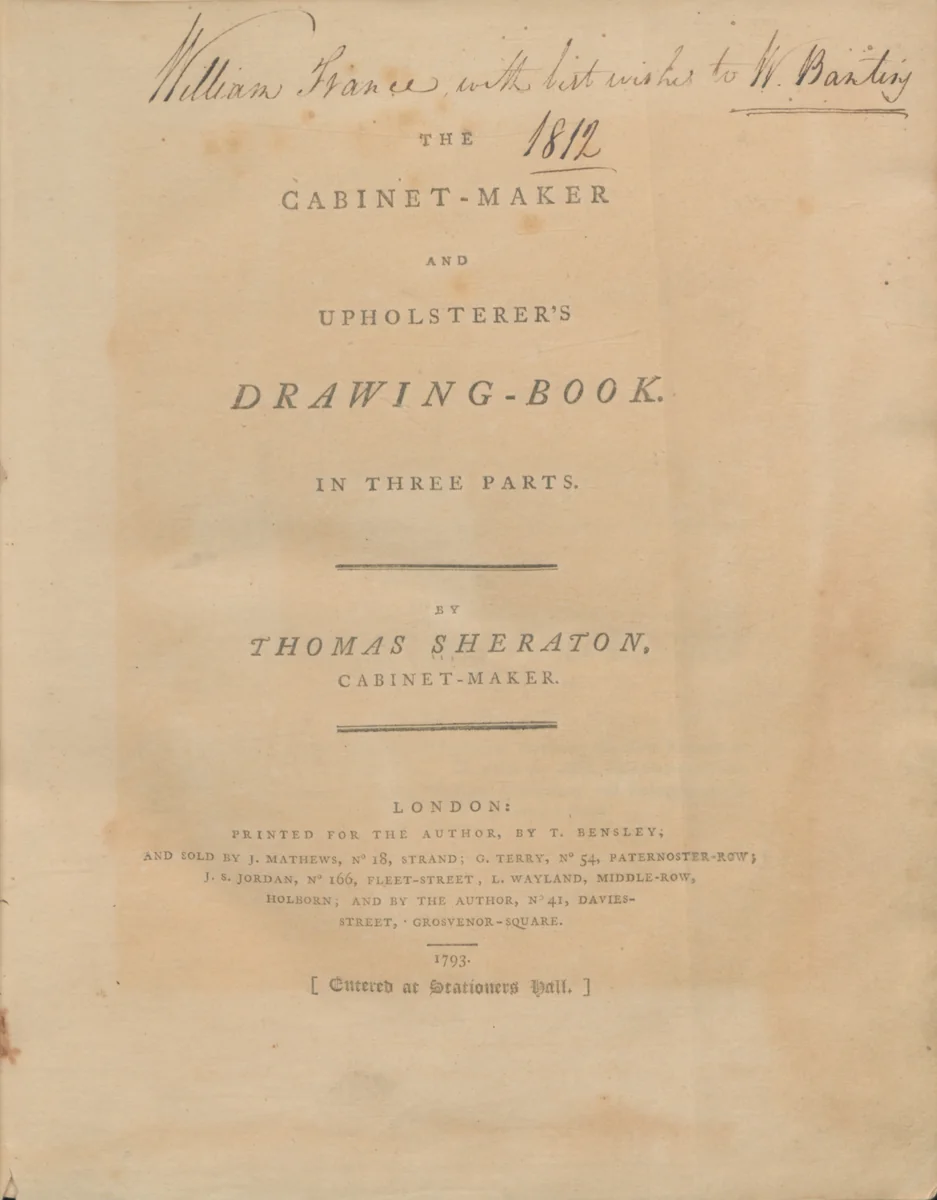 The cabinet-maker and upholsterer's drawing-book, in three parts by Thomas Sheraton, artwork, 1793-1794