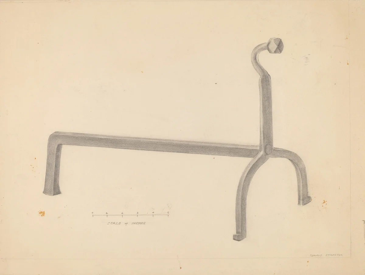 Andiron by Donald Streeter, index of american design, 1935-1942