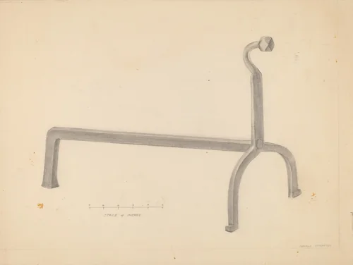 Andiron by Donald Streeter, index of american design, 1935-1942